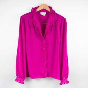 VTG Oscar De La Renta Sport Ruffle Collar Blouse